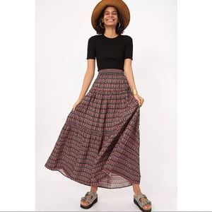 Anthropologie Neeru Kumar Farya Tiered Maxi Skirt